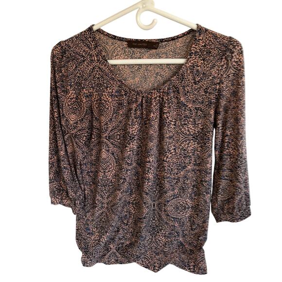 The Limited Tops - The Limited Orange/black womens top. 3/4 sleeve. Stretchy. Workwear. Size XS